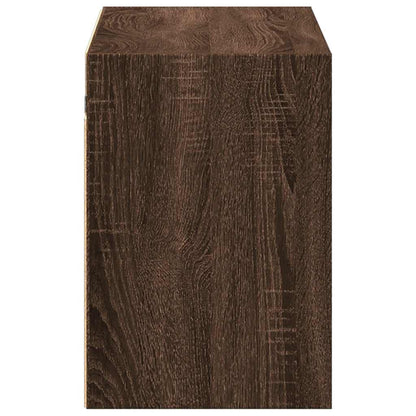 TV Wall Cabinet with LED Lights Brown Oak 100x31x45 cm
