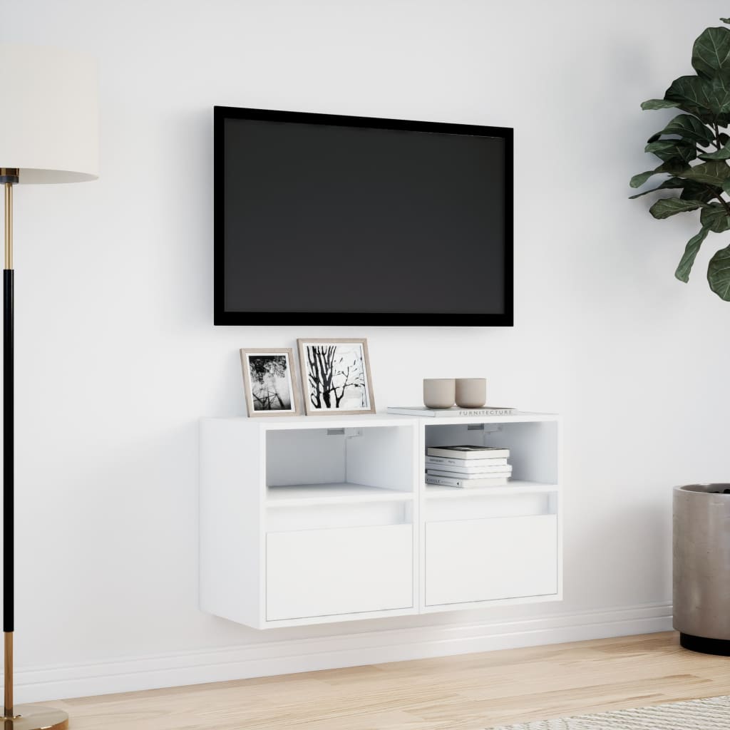 TV Wall Cabinets with LED Lights 2 pcs White 41x31x45 cm