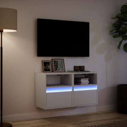 TV Wall Cabinets with LED Lights 2 pcs White 41x31x45 cm