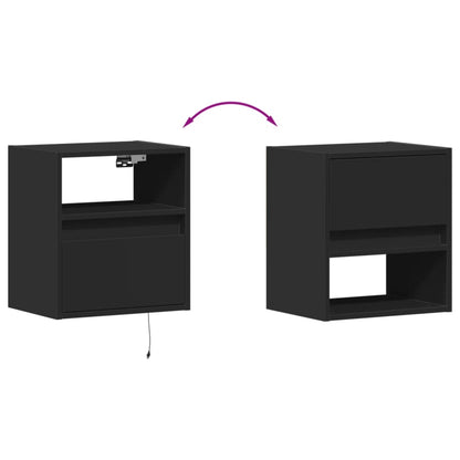 TV Wall Cabinets with LED Lights 2 pcs Black 41x31x45 cm