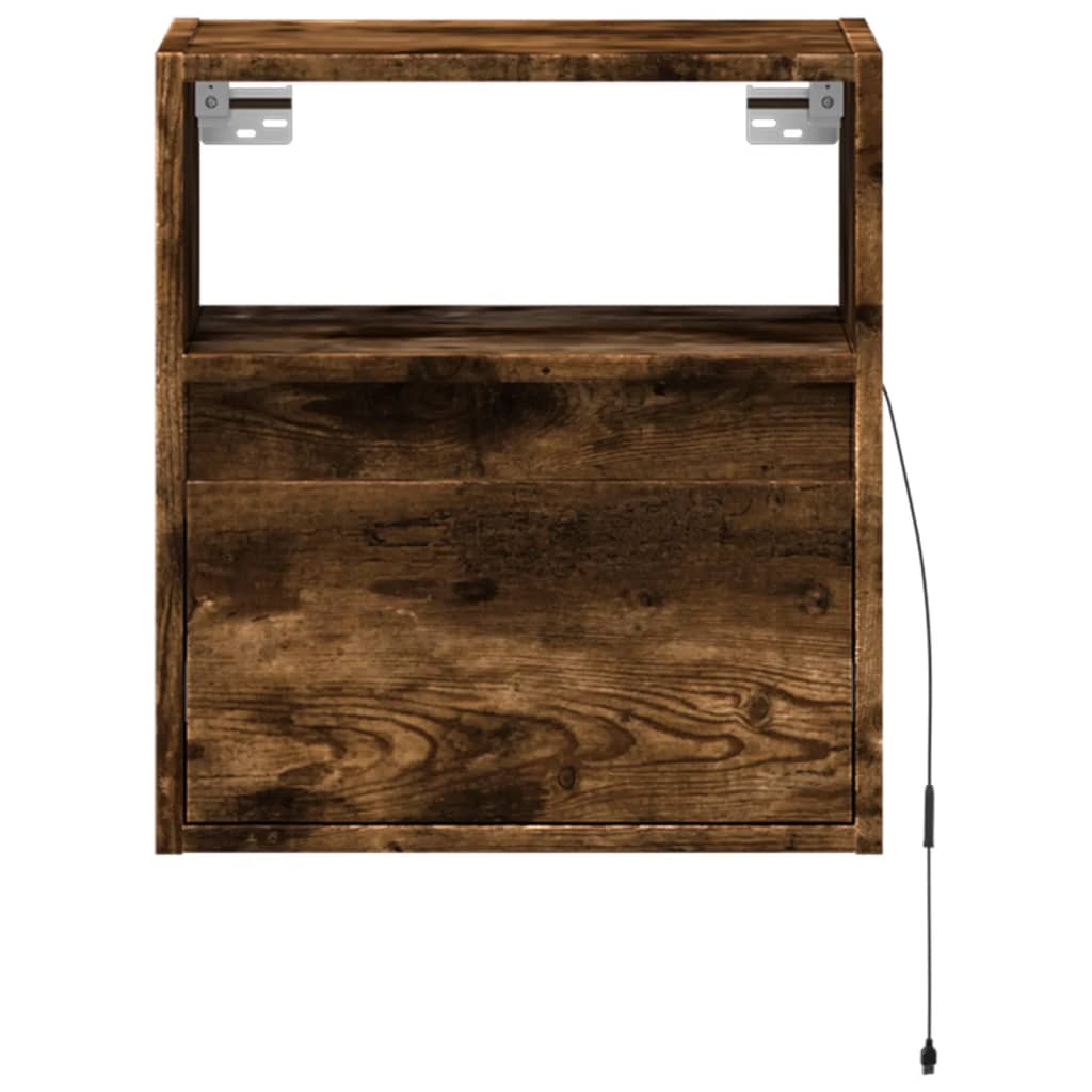 TV Wall Cabinets with LED Lights 2 pcs Smoked Oak 41x31x45 cm