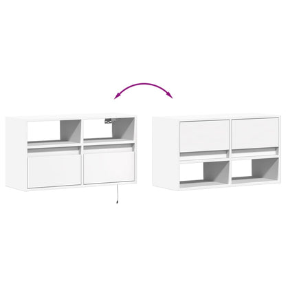 TV Wall Cabinet with LED Lights White 80x31x45 cm
