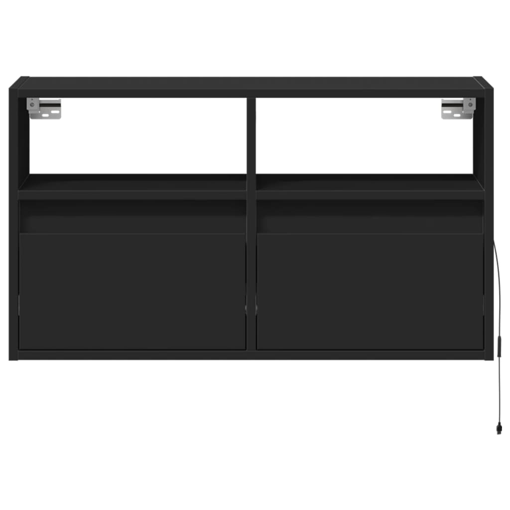 TV Wall Cabinet with LED Lights Black 80x31x45 cm