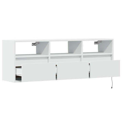 TV Wall Cabinet with LED Lights White 130x31x45 cm