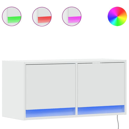 TV Wall Cabinet with LED Lights White 80x31x38 cm