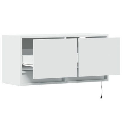 TV Wall Cabinet with LED Lights White 80x31x38 cm