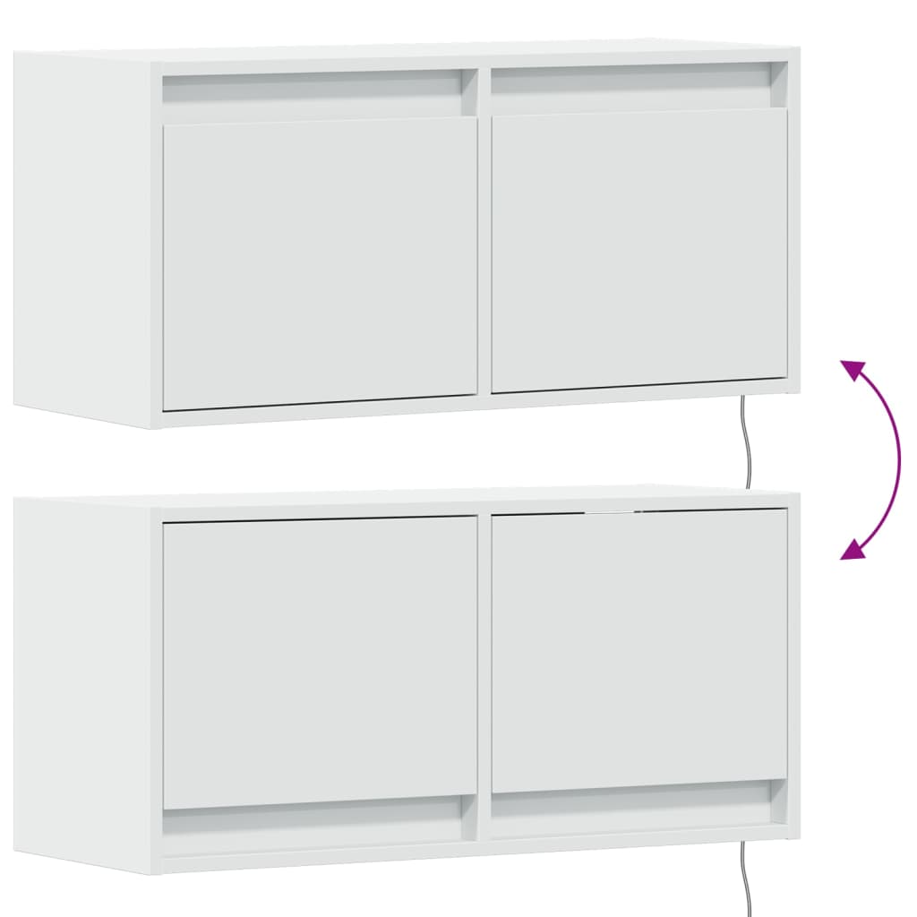 TV Wall Cabinet with LED Lights White 80x31x38 cm