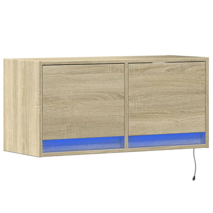 TV Wall Cabinet with LED Lights Sonoma Oak 80x31x38 cm