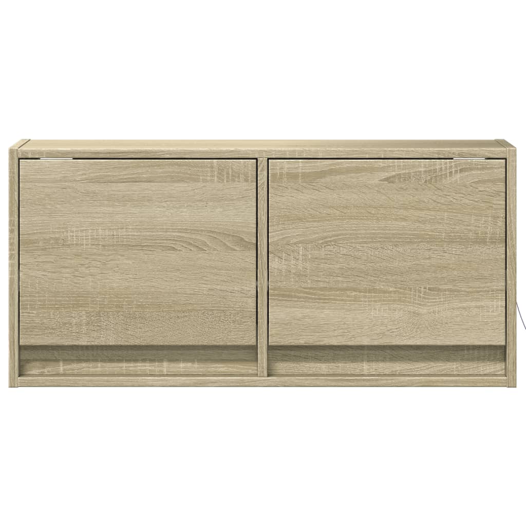 TV Wall Cabinet with LED Lights Sonoma Oak 80x31x38 cm