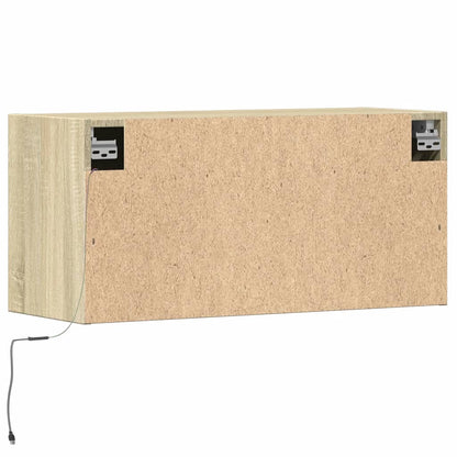TV Wall Cabinet with LED Lights Sonoma Oak 80x31x38 cm