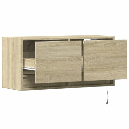 TV Wall Cabinet with LED Lights Sonoma Oak 80x31x38 cm