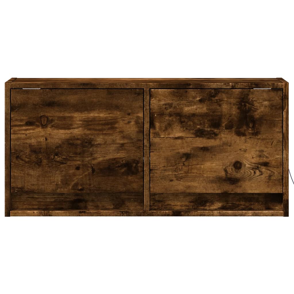 TV Wall Cabinet with LED Lights Smoked Oak 80x31x38 cm