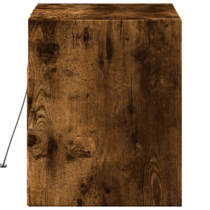 TV Wall Cabinet with LED Lights Smoked Oak 80x31x38 cm