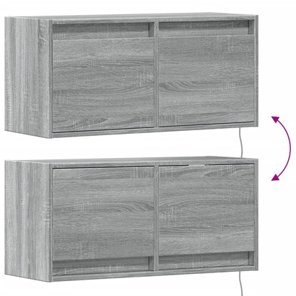 TV Wall Cabinet with LED Lights Grey Sonoma 80x31x38 cm