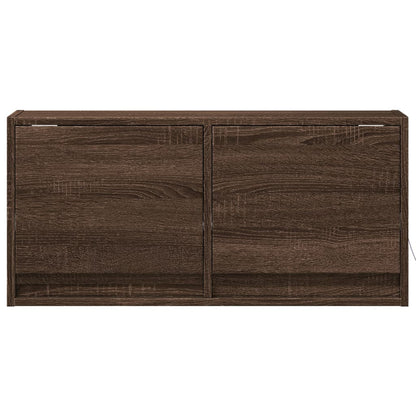 TV Wall Cabinet with LED Lights Brown Oak 80x31x38 cm