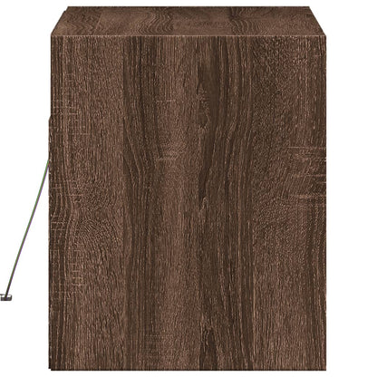 TV Wall Cabinet with LED Lights Brown Oak 80x31x38 cm