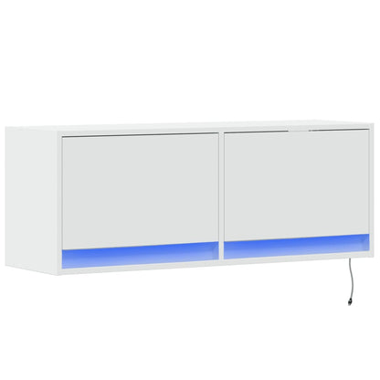 TV Wall Cabinet with LED Lights White 100x31x38 cm