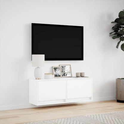 TV Wall Cabinet with LED Lights White 100x31x38 cm
