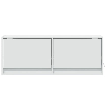 TV Wall Cabinet with LED Lights White 100x31x38 cm