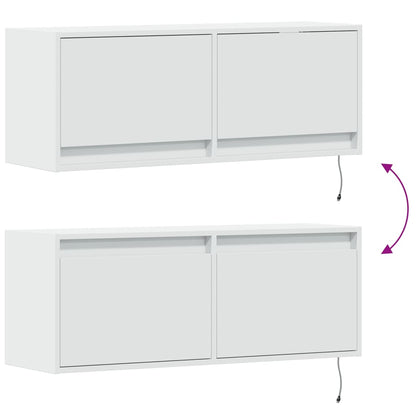 TV Wall Cabinet with LED Lights White 100x31x38 cm