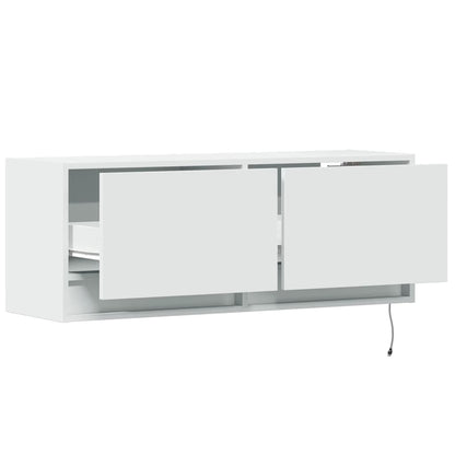 TV Wall Cabinet with LED Lights White 100x31x38 cm
