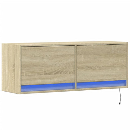 TV Wall Cabinet with LED Lights Sonoma Oak 100x31x38 cm