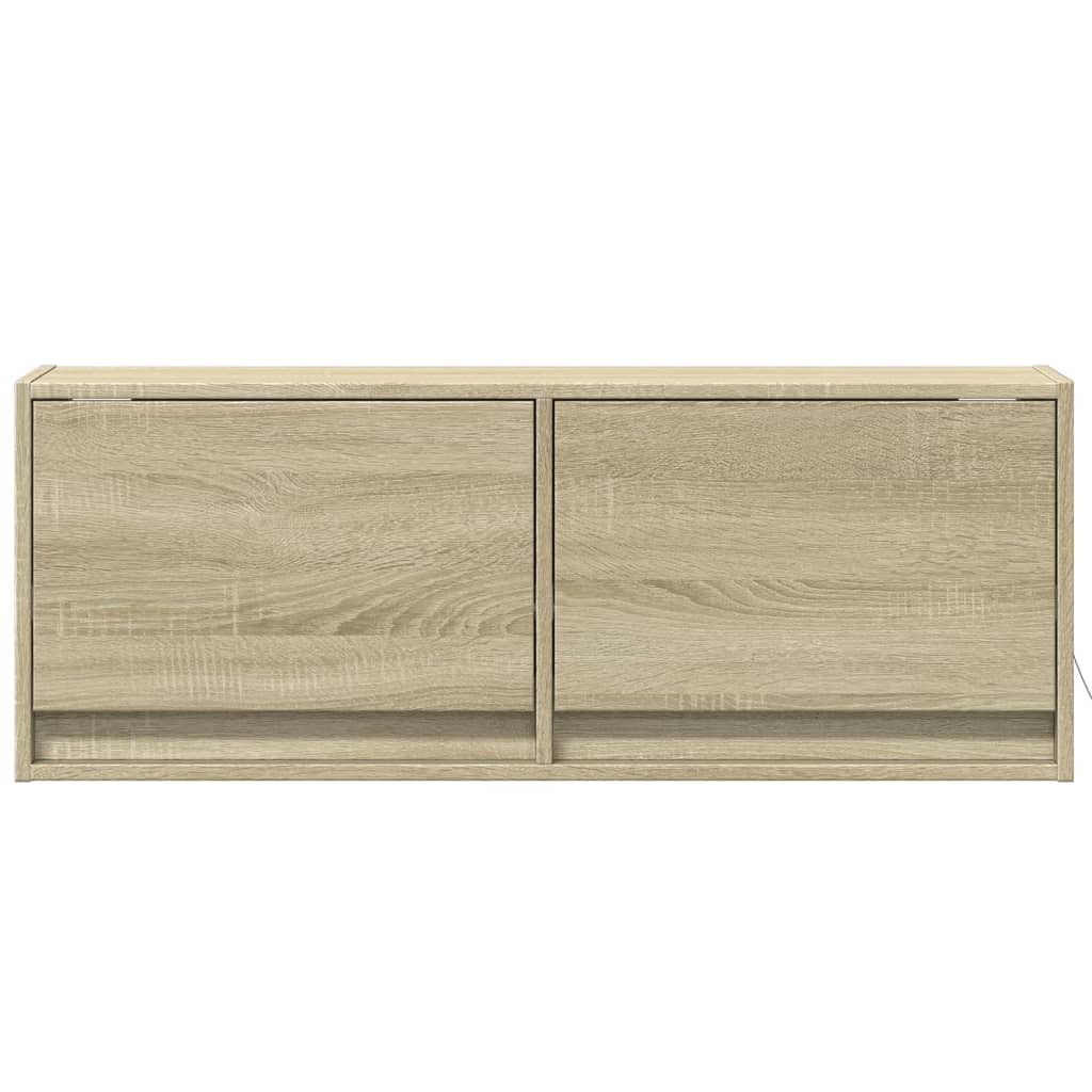 TV Wall Cabinet with LED Lights Sonoma Oak 100x31x38 cm