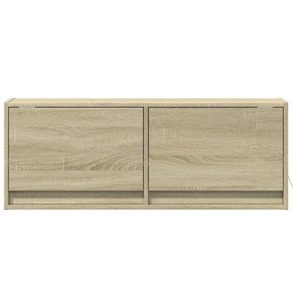 TV Wall Cabinet with LED Lights Sonoma Oak 100x31x38 cm