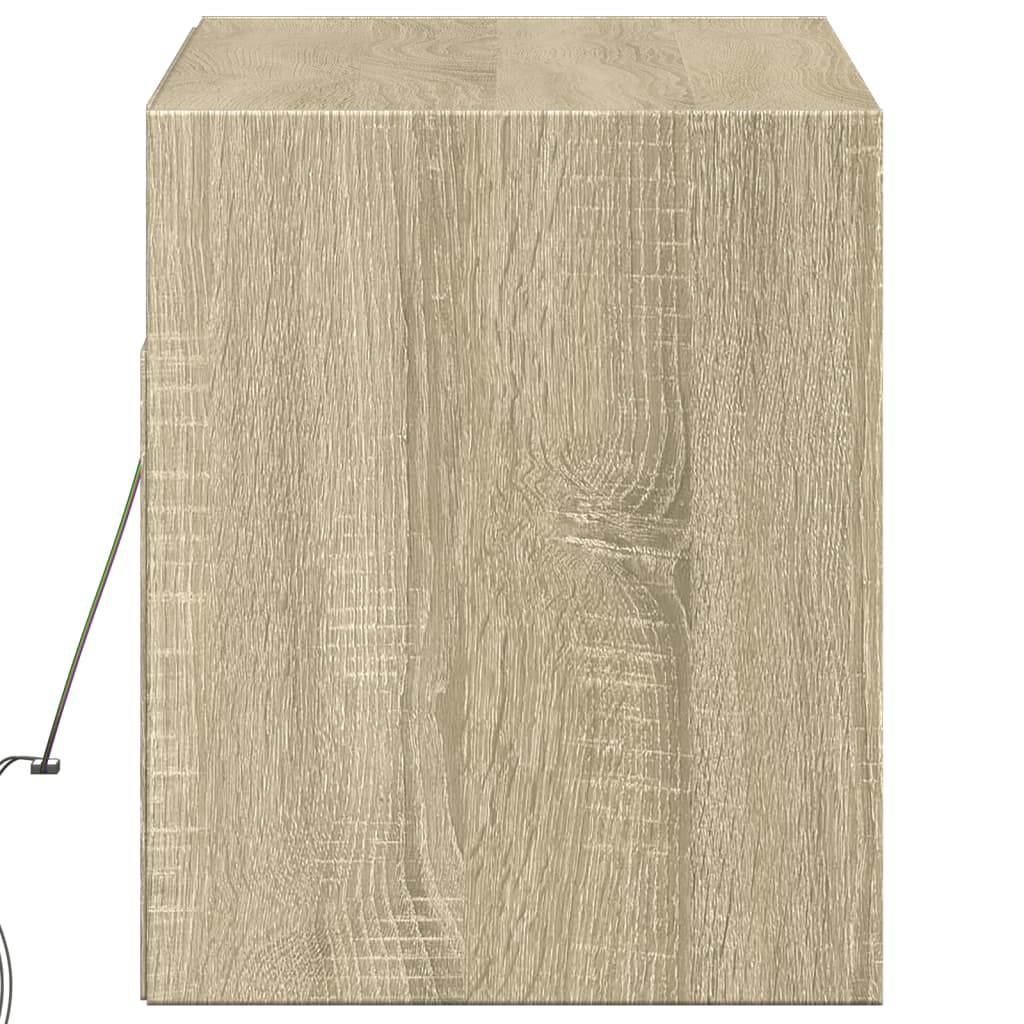 TV Wall Cabinet with LED Lights Sonoma Oak 100x31x38 cm