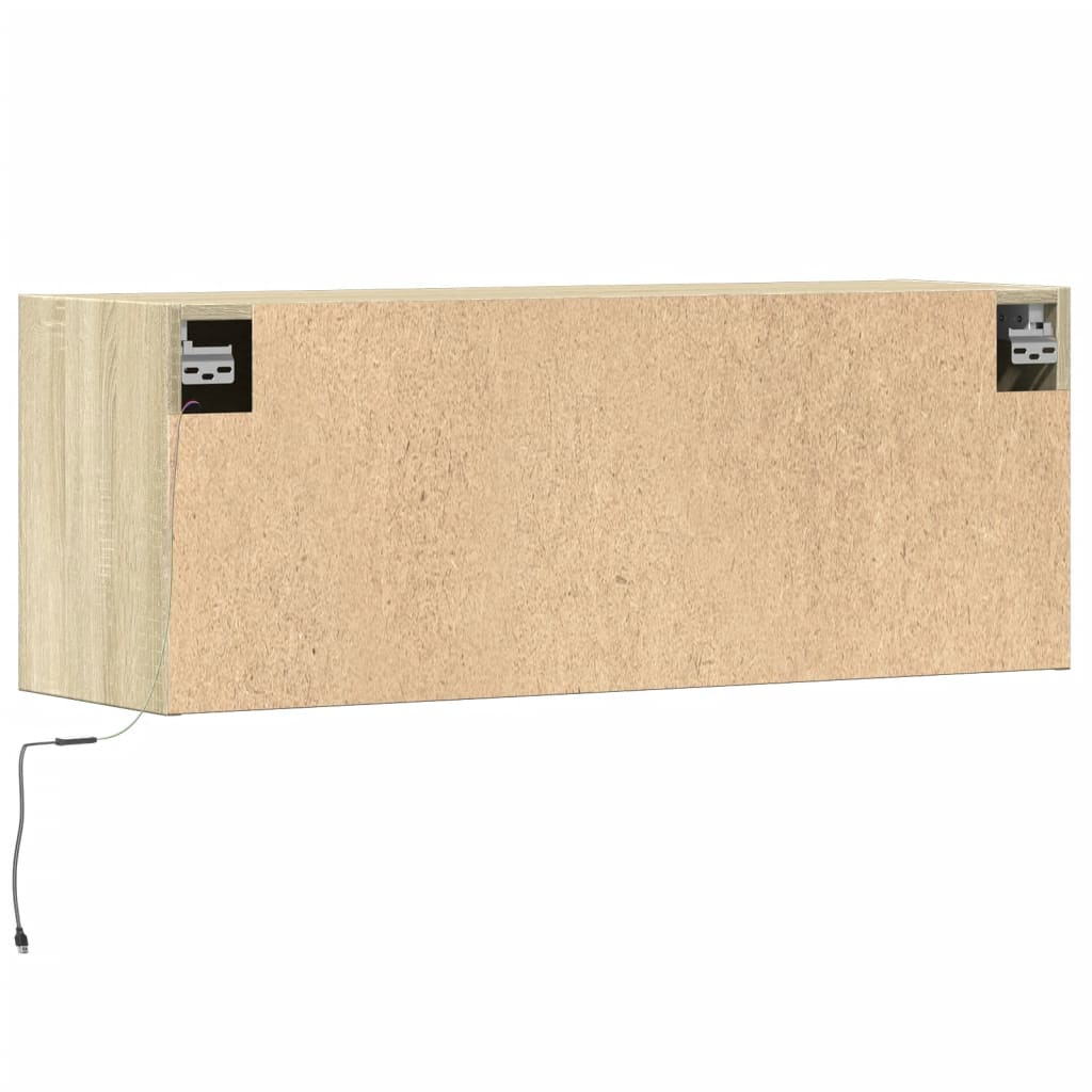 TV Wall Cabinet with LED Lights Sonoma Oak 100x31x38 cm