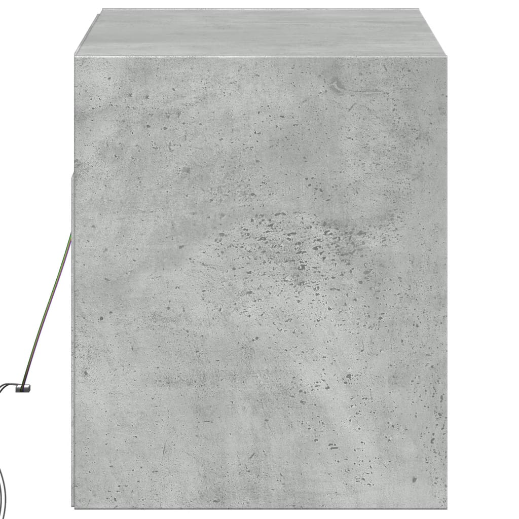 TV Wall Cabinet with LED Lights Concrete Grey 100x31x38 cm