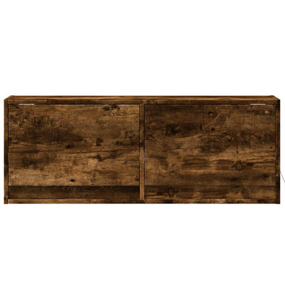 TV Wall Cabinet with LED Lights Smoked Oak 100x31x38 cm