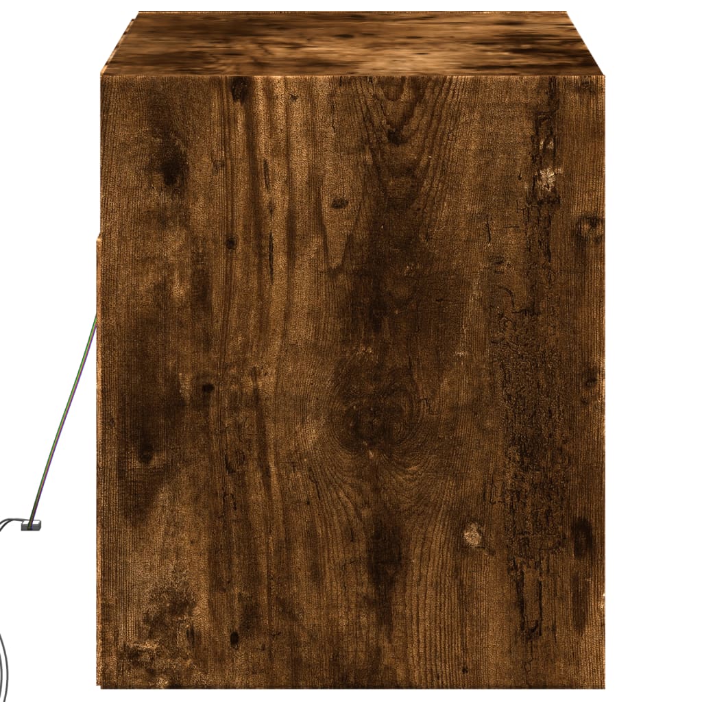 TV Wall Cabinet with LED Lights Smoked Oak 100x31x38 cm