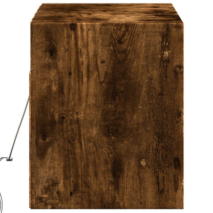 TV Wall Cabinet with LED Lights Smoked Oak 100x31x38 cm