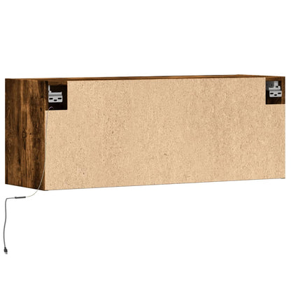 TV Wall Cabinet with LED Lights Smoked Oak 100x31x38 cm