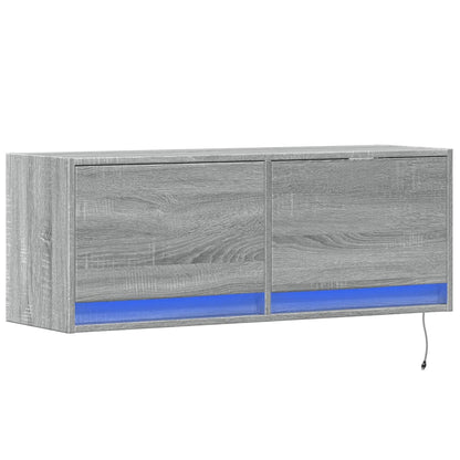 TV Wall Cabinet with LED Lights Grey Sonoma 100x31x38 cm