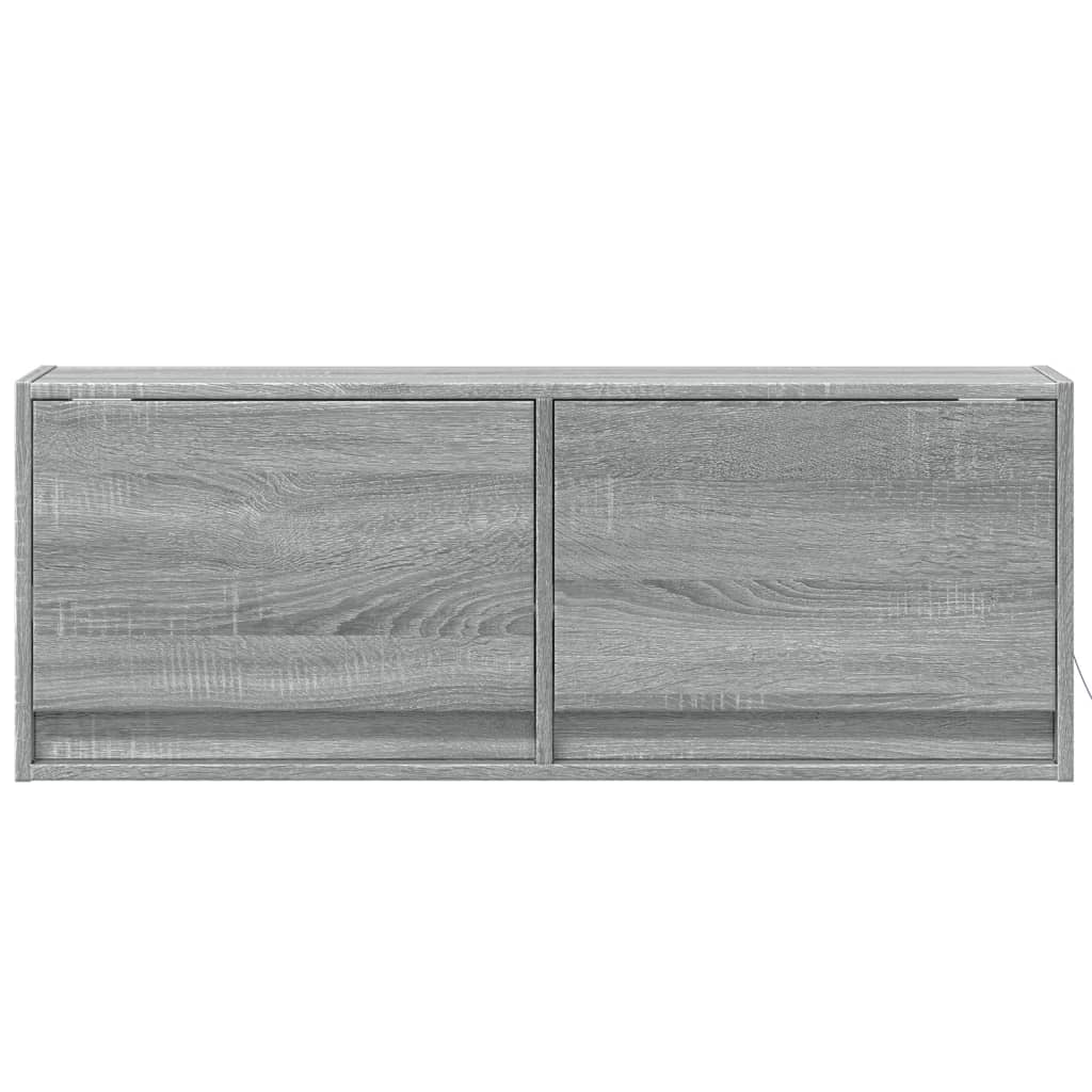 TV Wall Cabinet with LED Lights Grey Sonoma 100x31x38 cm