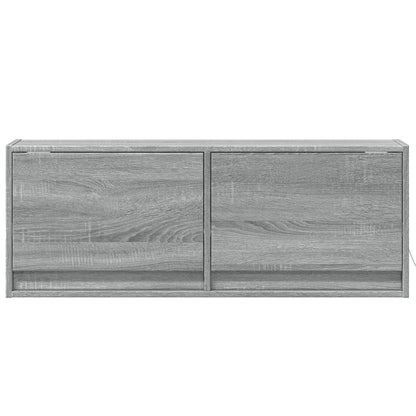 TV Wall Cabinet with LED Lights Grey Sonoma 100x31x38 cm