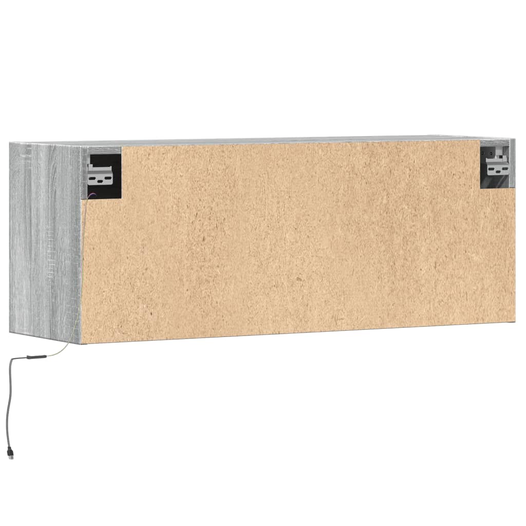 TV Wall Cabinet with LED Lights Grey Sonoma 100x31x38 cm