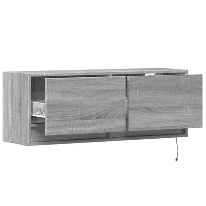 TV Wall Cabinet with LED Lights Grey Sonoma 100x31x38 cm