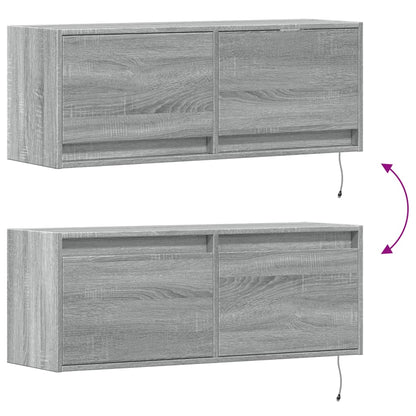 TV Wall Cabinet with LED Lights Grey Sonoma 100x31x38 cm