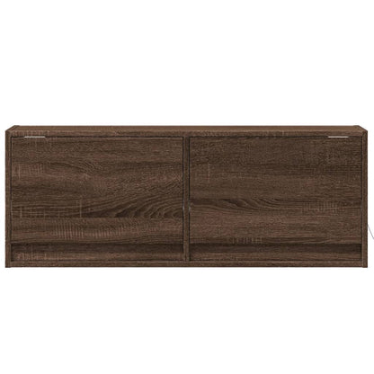 TV Wall Cabinet with LED Lights Brown Oak 100x31x38 cm
