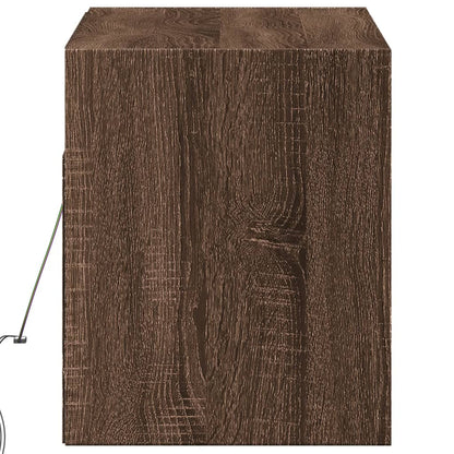TV Wall Cabinet with LED Lights Brown Oak 100x31x38 cm