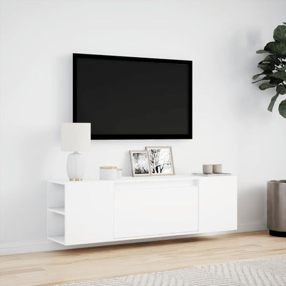 TV Wall Cabinet with LED Lights White 135x31x39,5 cm