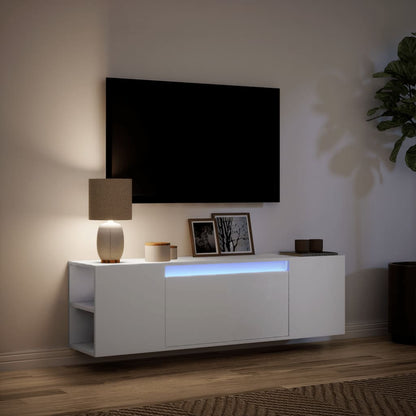 TV Wall Cabinet with LED Lights White 135x31x39,5 cm