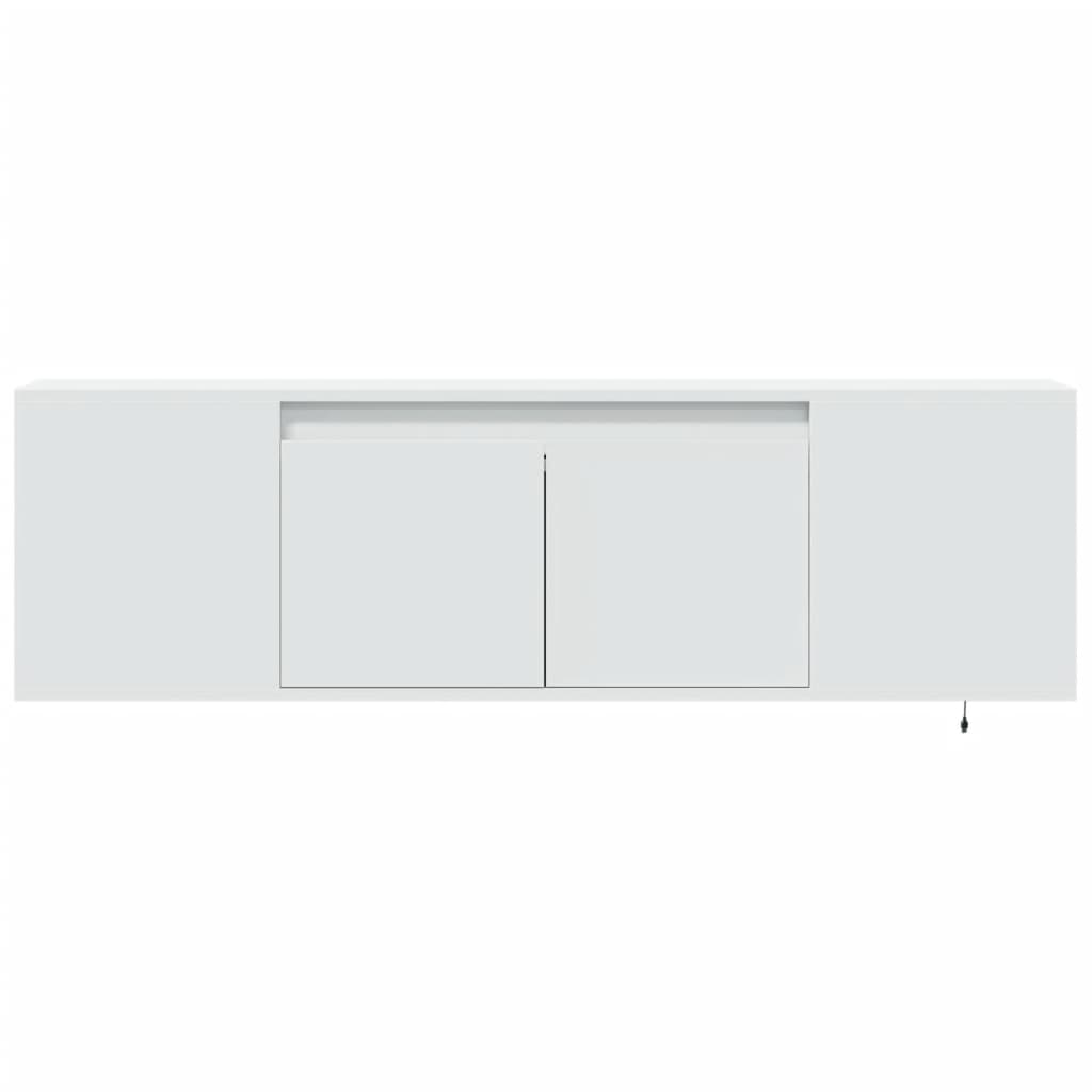 TV Wall Cabinet with LED Lights White 135x31x39,5 cm