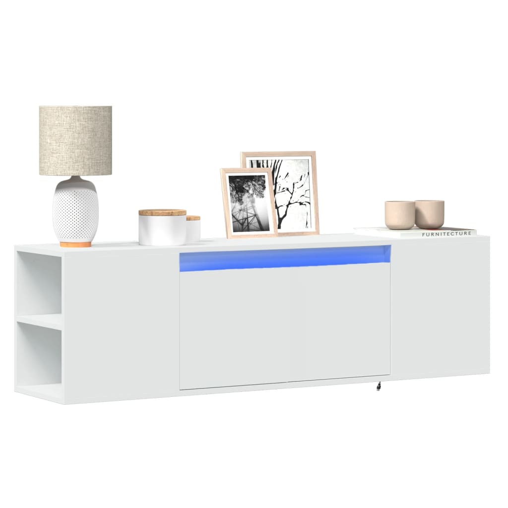 TV Wall Cabinet with LED Lights White 135x31x39,5 cm