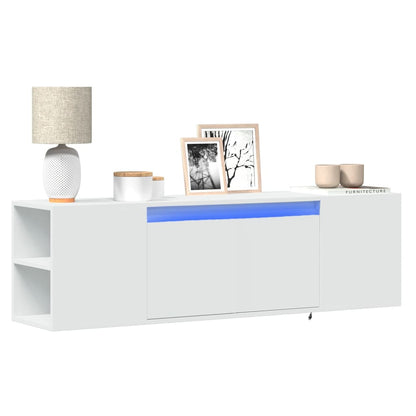 TV Wall Cabinet with LED Lights White 135x31x39,5 cm