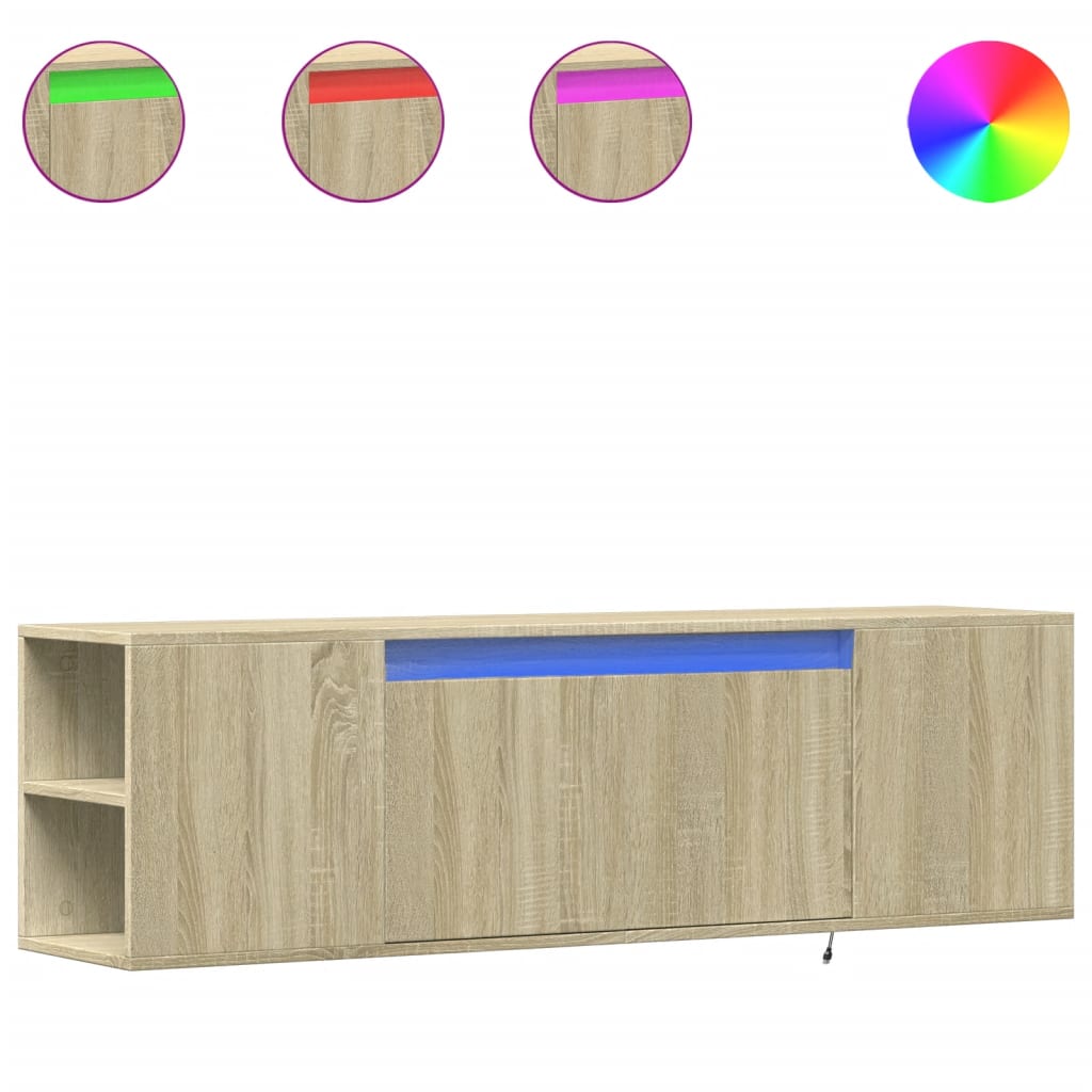 TV Wall Cabinet with LED Lights Sonoma Oak 135x31x39,5 cm