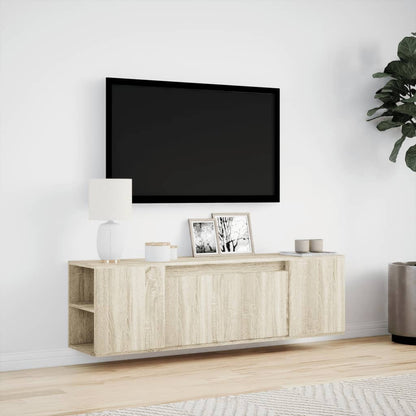 TV Wall Cabinet with LED Lights Sonoma Oak 135x31x39,5 cm